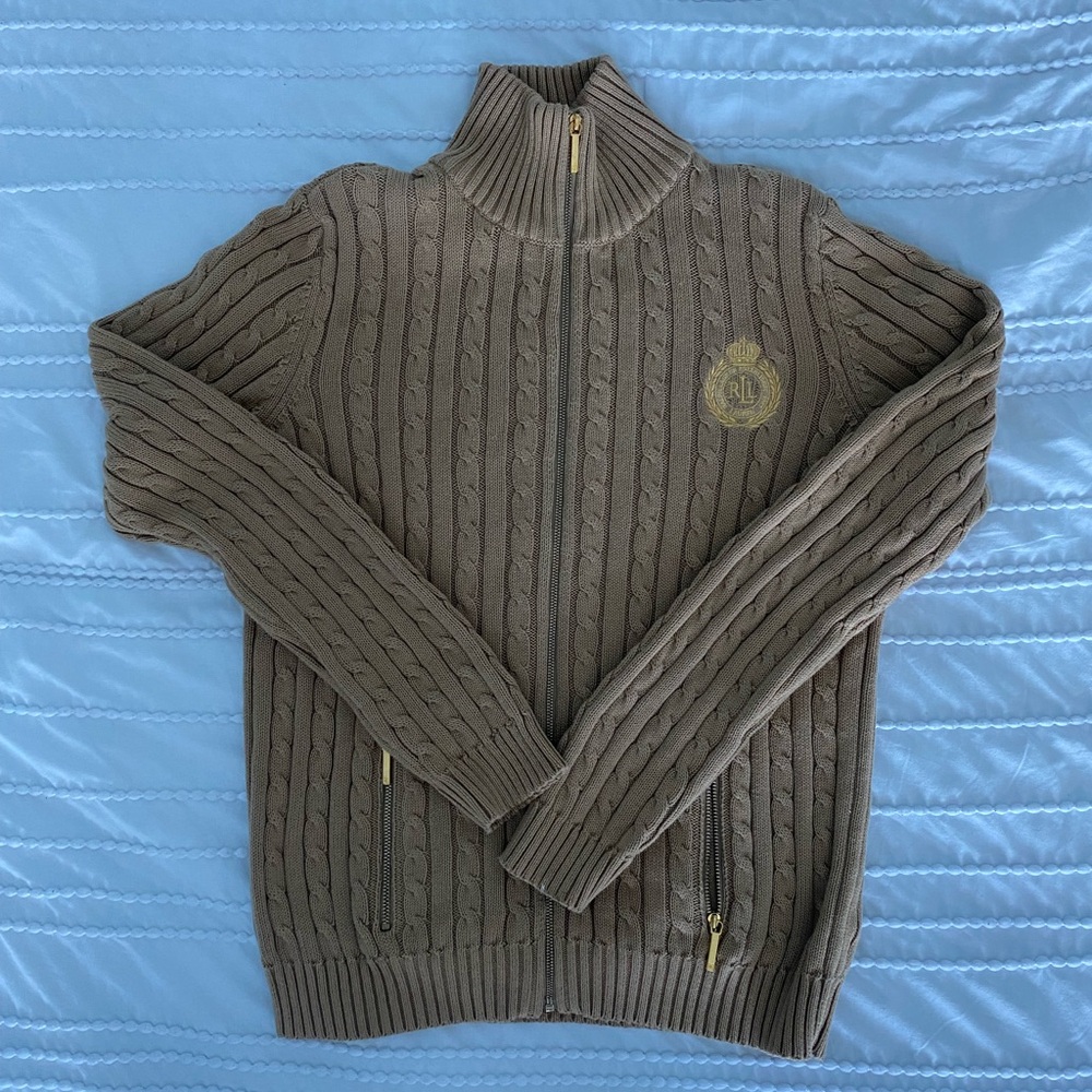 Men's Brown Cable Knit Sweater